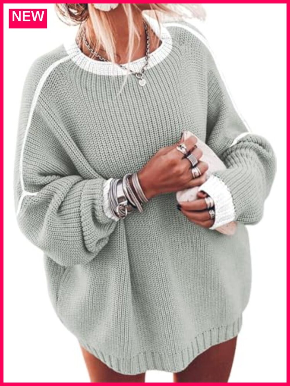 Womens Oversized Chunky Knit Sweater Batwing Sleeve Mock Neck Pullover